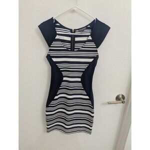 Black & White Colorblock Striped Bodycon Mini Dress Express Size 0